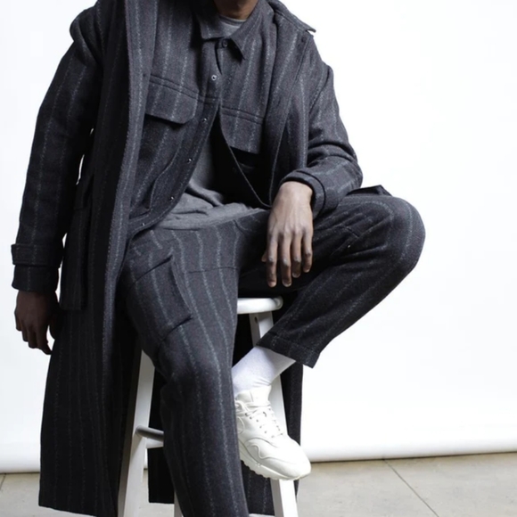 NWT! Honore Chalk Stripe Woven Coat - Picture 2 of 9